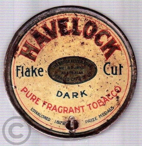 British-Australasian Tobacco Co, The. Pty Ltd, Sydney & Melbourne: Havelock  Dark Flake Cut Tobacco Tin 2oz